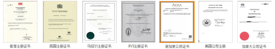 離岸公司注冊(cè)證書樣本